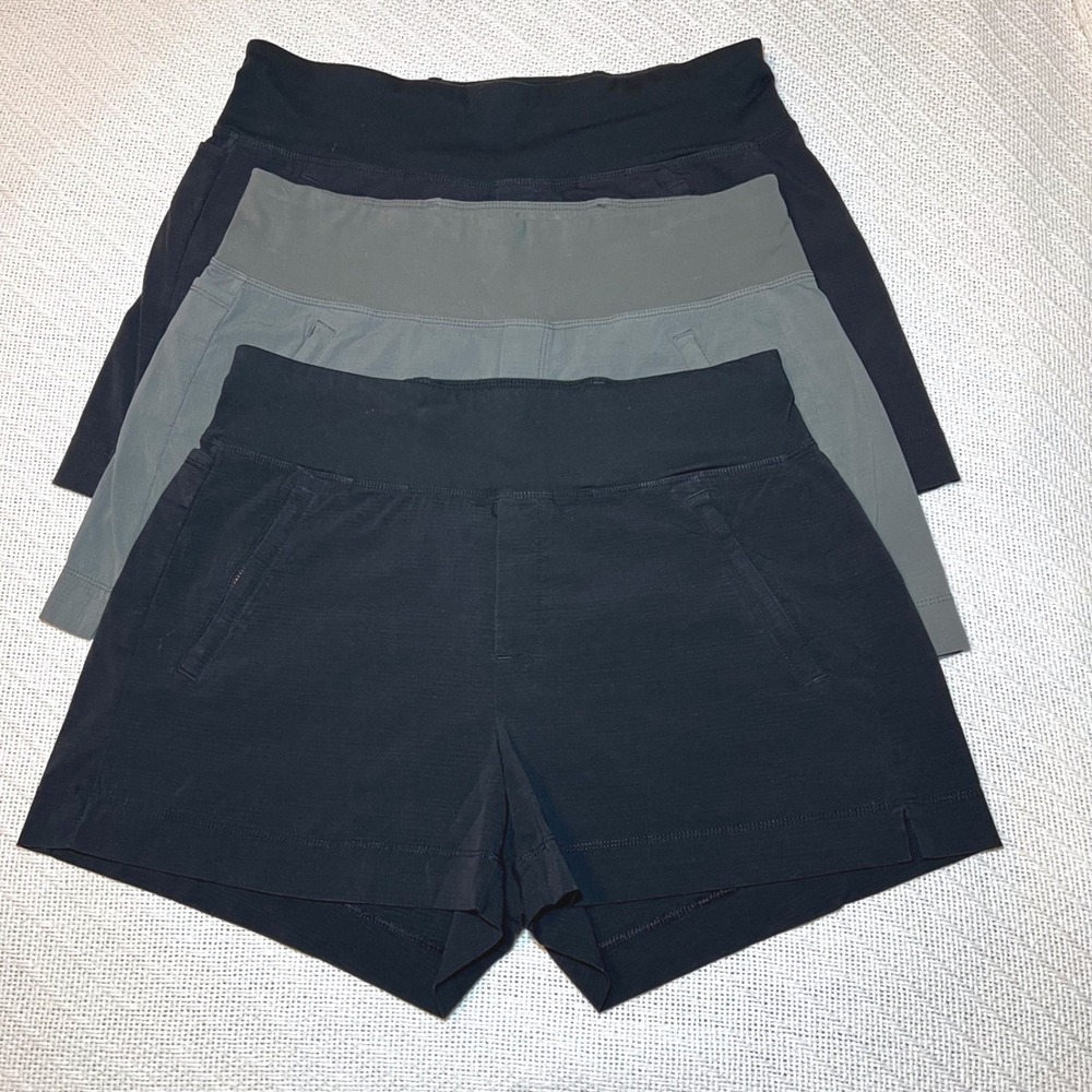 Lot of 3 Athleta Trekkie North Hiking Shorts Black Gray Size 10 Bundle